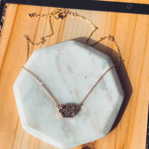 Tayzani Jewelry - Bronze & Gold Dainty Druzy Stone Layer Necklace